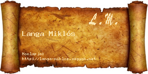 Langa Miklós névjegykártya